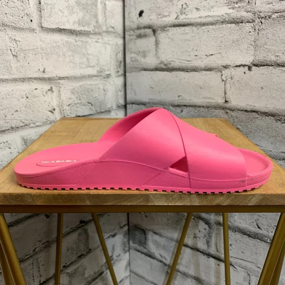 Okabashi Maddox Crossband Slide Sandals Pink Slip On Waterproof Shoes - Picture 3 of 9